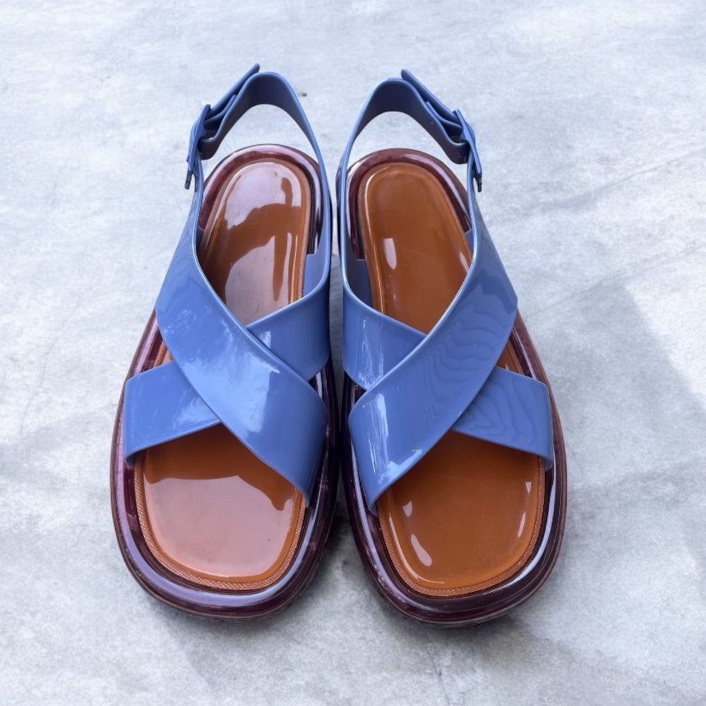 Tory Burch Crisscross Dark Lotus/Ruby Jelly Bubble Sandal Purple Size 9